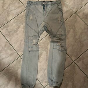 Mens Jeans Ripped Cool Swagger Joggers Size 32
